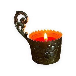 Vintage Solid Brass Candle Holder Tea‎ Light with Handle